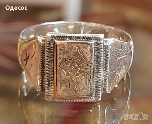 Много рядък  пръстен,сребро и злато,Вермахт,Германия,Крим, снимка 2 - Антикварни и старинни предмети - 48253776