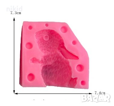 3D Изправен заек  части силиконов молд форма калъп гипс свещ декор украса, снимка 2 - Форми - 40520070