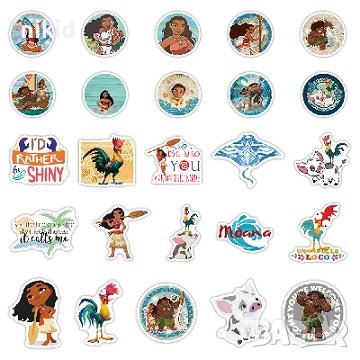 50 бр Моана Ваяна Moana самозалепващи лепенки стикери за украса декор картонена торта, снимка 2 - Други - 41830142