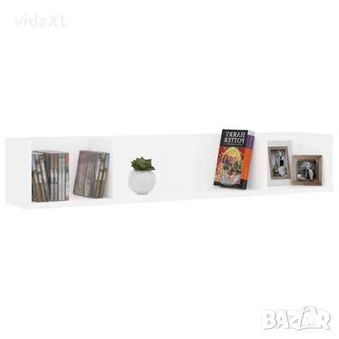 vidaXL CD стенен рафт, бял, 100x18x18 см, инженерно дърво, снимка 3 - Етажерки - 56147780