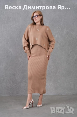 Рокля с пуловер, снимка 2 - Рокли - 52576958