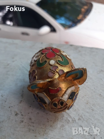 Прасенце миниатюра клоазоне бронз клетъчен емайл, снимка 3 - Антикварни и старинни предмети - 53294398