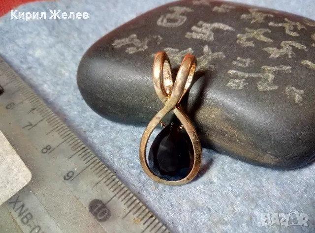 СТИЛНА ПОЗЛАТЕНА ВИНТИДЖ АРТ ВИСУЛКА МЕДАЛЬОН с ФАСЕТИРАН КРИСТАЛ 48806, снимка 4 - Колиета, медальони, синджири - 48161220