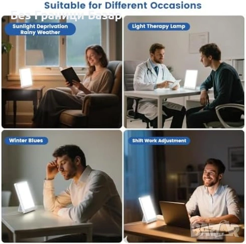 Нова тъжна SAD лампа 10 000 Lux светлинна терапия USB таймер памет, снимка 7 - Друга електроника - 53008390