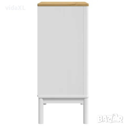 vidaXL Скрин FLORO, бял, бор масив, снимка 6 - Скринове - 56147405