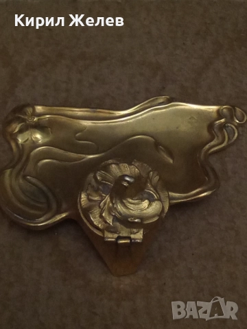 Мастилница бронз с позлата 42754, снимка 3 - Антикварни и старинни предмети - 52124923