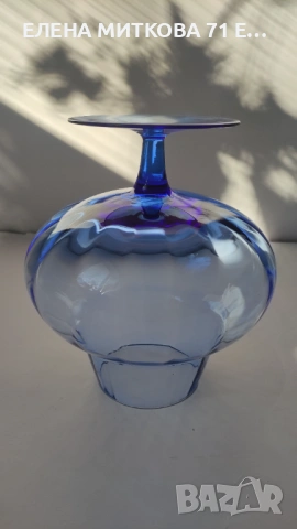 Огромна чаша/ваза/свещник/бонбониера от цветно стъкло с релеф, снимка 3 - Декорация за дома - 53728327