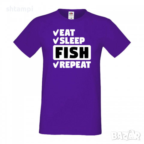 Мъжка тениска Fish 1,Eat,Sleep,Fish,Anime,Repeat,Ядене,Спане,Риба,Подарък,Повторение,Празник,, снимка 13 - Тениски - 36418956
