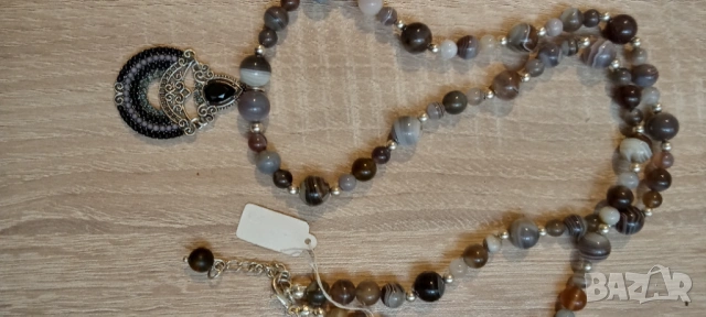 Колие. Гердан. Ботсвански  ахат, снимка 2 - Колиета, медальони, синджири - 53367106