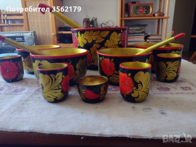 Стари руски дървени прибори и посуда, снимка 2 - Антикварни и старинни предмети - 41412596