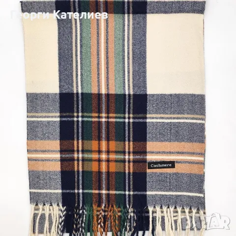 Кашмирен шал каре, шапка и ръкавици в синьо-Мъжки зимен комплект Код на продукта:KM-04, снимка 2 - Подаръци за мъже - 48127402