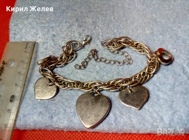 СИМПАТИЧНА СРЕБРИСТА ВИНТИДЖ АРТ ГРИВНА БЛАГОРОДНА СТОМАНА със СЪРЧИЦА 37403, снимка 3 - Гривни - 47336426