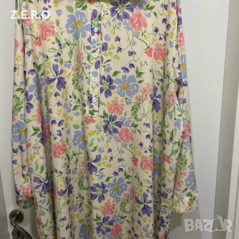 Дълга рокля-риза на цветя макси размер, XXL до 5XL, снимка 10 - Рокли - 56119077