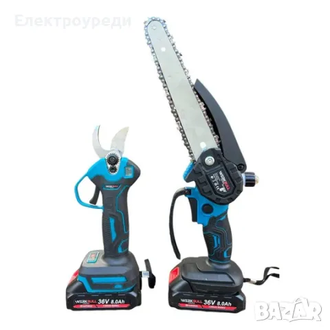 Промо 3в1 комплект WerkBull Акумулаторна Лозарска ножица с дисплей и Мини Трион с автоматично омасля, снимка 2 - Други инструменти - 47630300