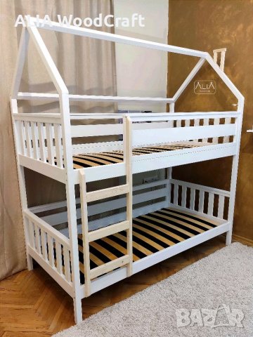 Двуетажно легло модел: "Дани" | Легло къщичка | Легло за близнаци | Легло Монтесори, снимка 2 - Мебели за детската стая - 40002354
