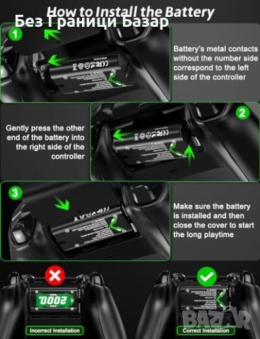 Нова Xbox Зарядна Станция + 4 Батерии 2000mAh за игри геймър, снимка 4 - Друга електроника - 44256904