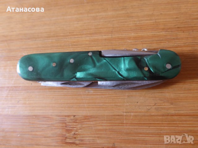 Джобно ножче 6 инструмента с виличка зелено с калъф Буковец, снимка 11 - Антикварни и старинни предмети - 44423146
