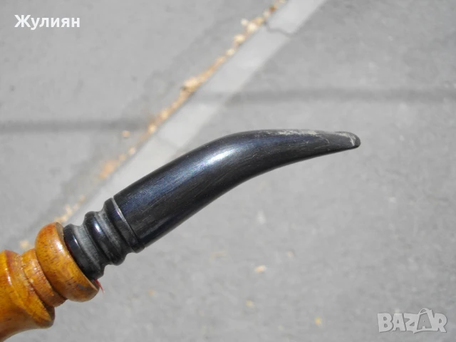 КОЛЕКЦИОНЕРСКА СТАРА ЛУЛА СЛОН ДЪРВОРЕЗБА БИВОЛСКИ РОГ , снимка 5 - Антикварни и старинни предмети - 51315883