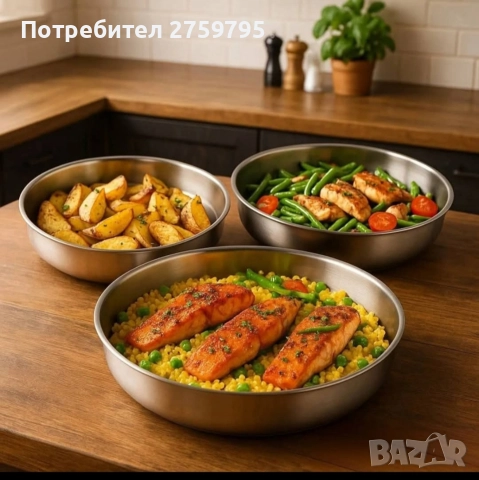 ТОП.Комплект 3 бели тенджери и 3 бр тави Алпака., снимка 3 - Съдове за готвене - 52672846