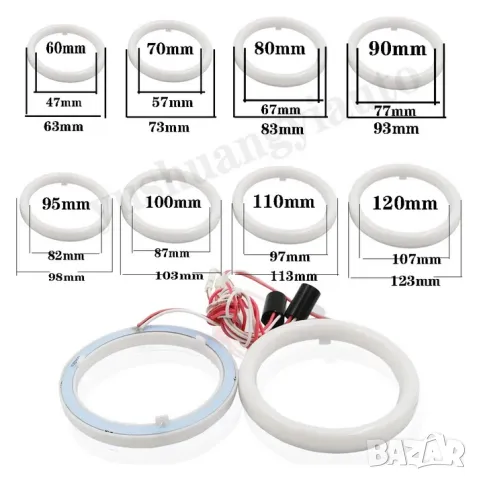 LED Angel Eyes с дистанционно универсални ангелски очи, снимка 5 - Аксесоари и консумативи - 48932045