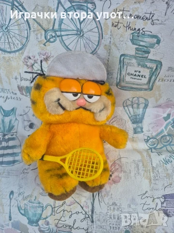Garfield Plüsch Tennis-Spieler Stofftier Kuscheltier 1981 vintage retro ca 20cm