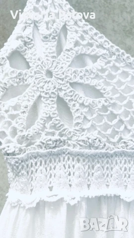 Дълга бяла рокля тънък памук Италия, снимка 6 - Рокли - 51026617