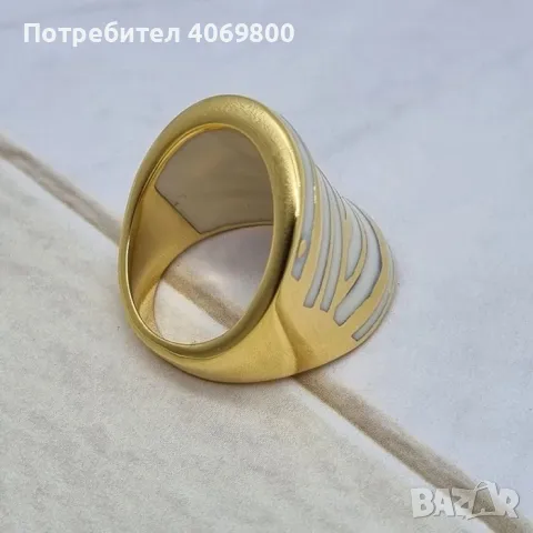 Пръстен с емайл медицинска стомана, снимка 2 - Пръстени - 47468774