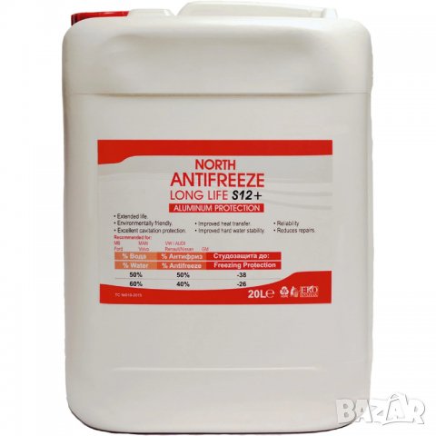 Антифриз NORTH LONG LIFE S12+ Червен (-76C), 20л 