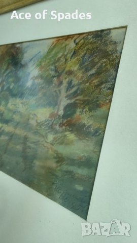 1945 Картина Пейзаж Пастел На Георги Йорданов Гогата  -Ян Мърквичка Коста Петров Димитър Арнаудов , снимка 5 - Антикварни и старинни предмети - 42003251