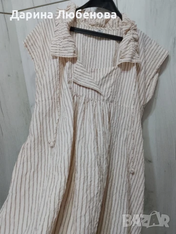 Памучна рокля с джобове , снимка 2 - Рокли - 50671258