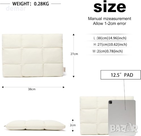 Kono Puffy Laptop Sleeve Ватирана чанта за лаптоп MacBook 14" (бежова), снимка 5 - Чанти - 44374287