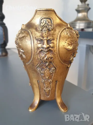 Франция 1900-те/Louchet Ciseleur ваза 12см/стара френска фигурална ваза/бронз, снимка 4 - Вази - 55990079