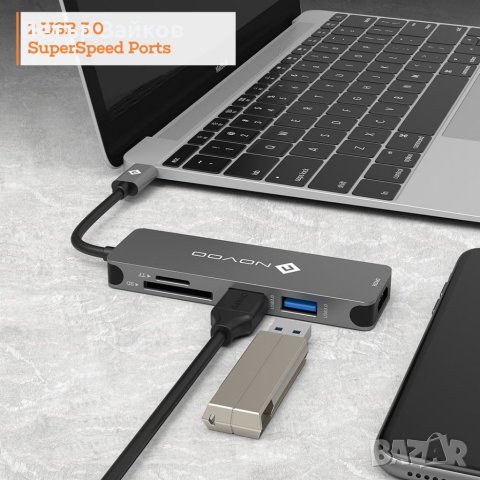 NOVOO 5 В 1 R5 USB C ХЪБ, снимка 6 - Друга електроника - 41037040