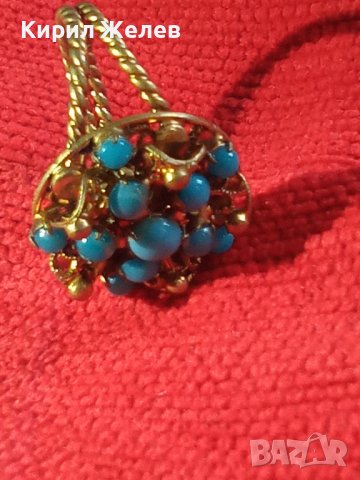 19 ВЕК ПОЗЛАТЕН ТЮРКОАЗЕН БРОНЗОВ ФИЛИГРАН ПРЪСТЕН СТАРО ГРАДСКО БИЖУ СТАР ЮВЕЛИРЕН УНИКАТ 17256, снимка 3 - Антикварни и старинни предмети - 33049750