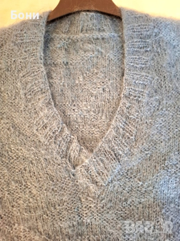 Пуловер 100 % вълна мохер, M-L, снимка 2 - Пуловери - 51777878