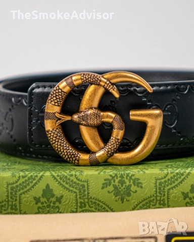 Колан Gucci Snake Double G – черен, 100% естествена кожа