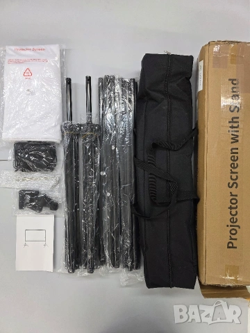 Преносим екран за проектор VISULAPEX 120" 4K със стойка и чанта , снимка 12 - Плейъри, домашно кино, прожектори - 53383013