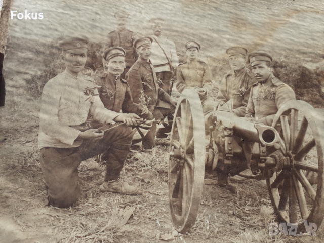 Стара военна снимка войници оръдие топ, снимка 3 - Антикварни и старинни предмети - 44534107
