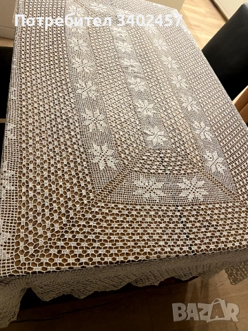 Плетена покривка на една кука, 190 х 120 см, снимка 3 - Покривки за маси - 53223256