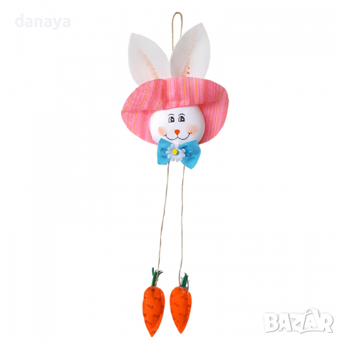 2752 Висяща украса за Великден Зайче с моркови, снимка 2 - Декорация за дома - 36120658