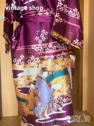 Дамски копринен халат тип кимоно в цвят purple, снимка 8 - Други - 53734818