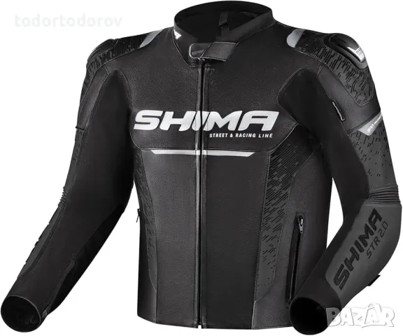 Кожен мото екип SHIMA STR 2.0 BLACK ,всички протектори,гърбица,, снимка 1