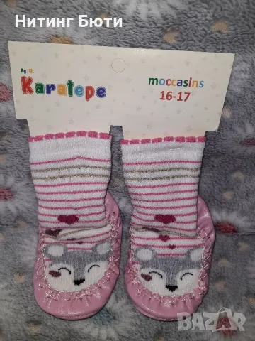 чорапи с кожена подметка, снимка 2 - Бебешки чорапи - 47905611