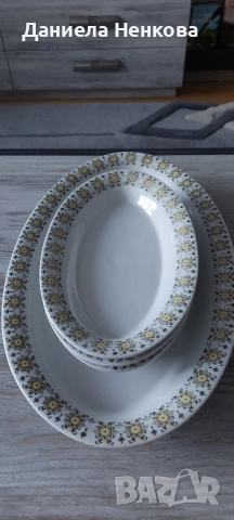 Комплект керамични овални чинии за сервиране , снимка 2 - Прибори за хранене, готвене и сервиране - 52409588