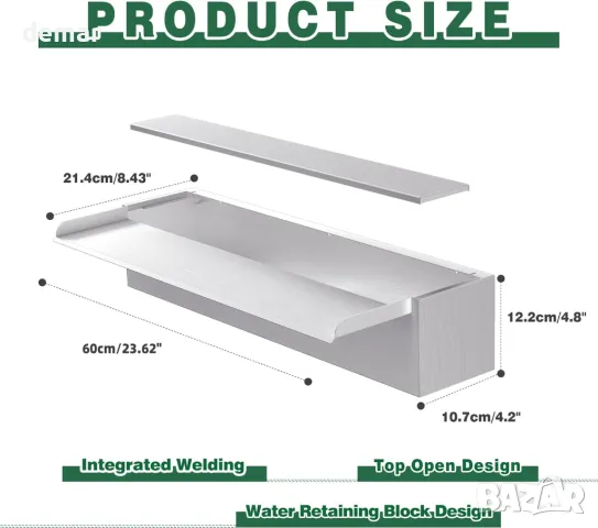 Водопад от неръждаема стомана 60 см, фонтан от неръждаема стомана с ширина 12,2 см с аксесоари, снимка 3 - Други стоки за дома - 49991615