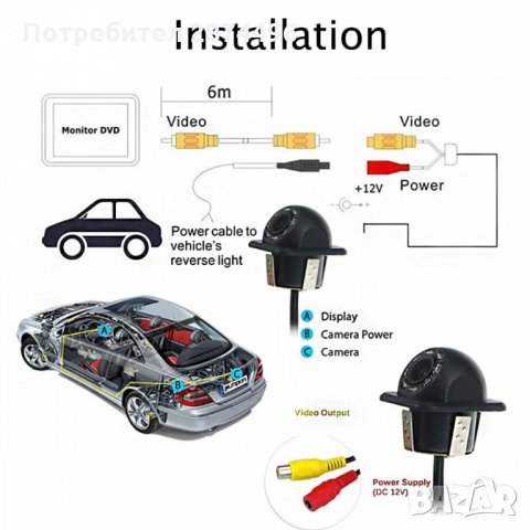 2838 HD камера за задно виждане с хоризонтален монтаж - водоустойчива, снимка 10 - Аксесоари и консумативи - 34565705
