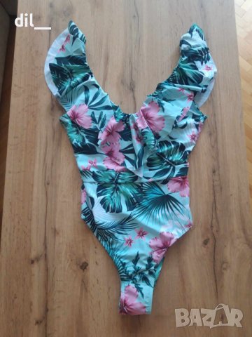 НОВ! Дамски цял бански на цветя с подплънки , снимка 3 - Бански костюми - 8603092