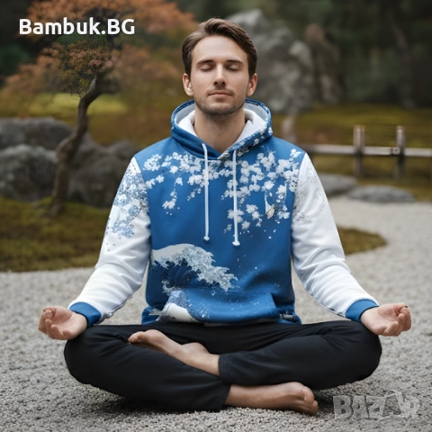 Суичър ,,Вълната” на Хокусай, снимка 3 - Суичъри - 53235944