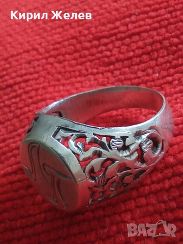 СТАРИНЕН СРЕБЪРЕН АЖУРЕН ПРЪСТЕН с МОНОГРАМ ЛП ВИСОКА ПРОБА СРЕБРО РЪЧЕН МАЙСТОРСКИ УНИКАТ 28810, снимка 2 - Антикварни и старинни предмети - 37268810