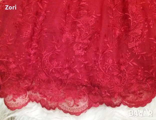 РАЗКОШНА червена рокля с дантела и отворен гръб, снимка 2 - Рокли - 41448482